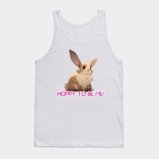 Hoppy to Be Me!" Cute Bunny Digital Art with Funny Puns and Sayings Tank Top